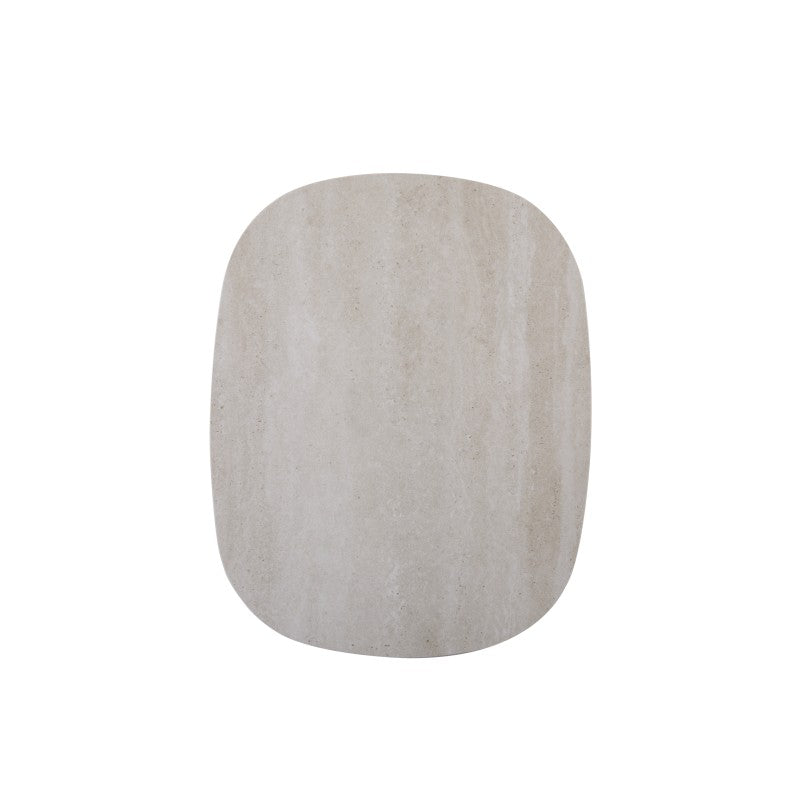 Top view of the COCOON outdoor side table showing its softly rounded tabletop