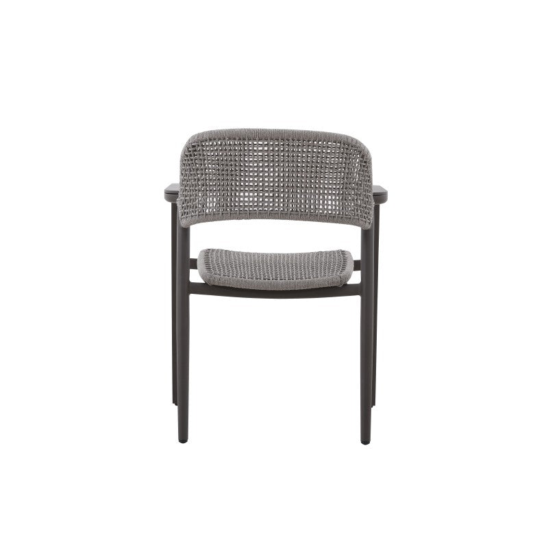 Side view of the LA TOUR black woven outdoor dining armchair