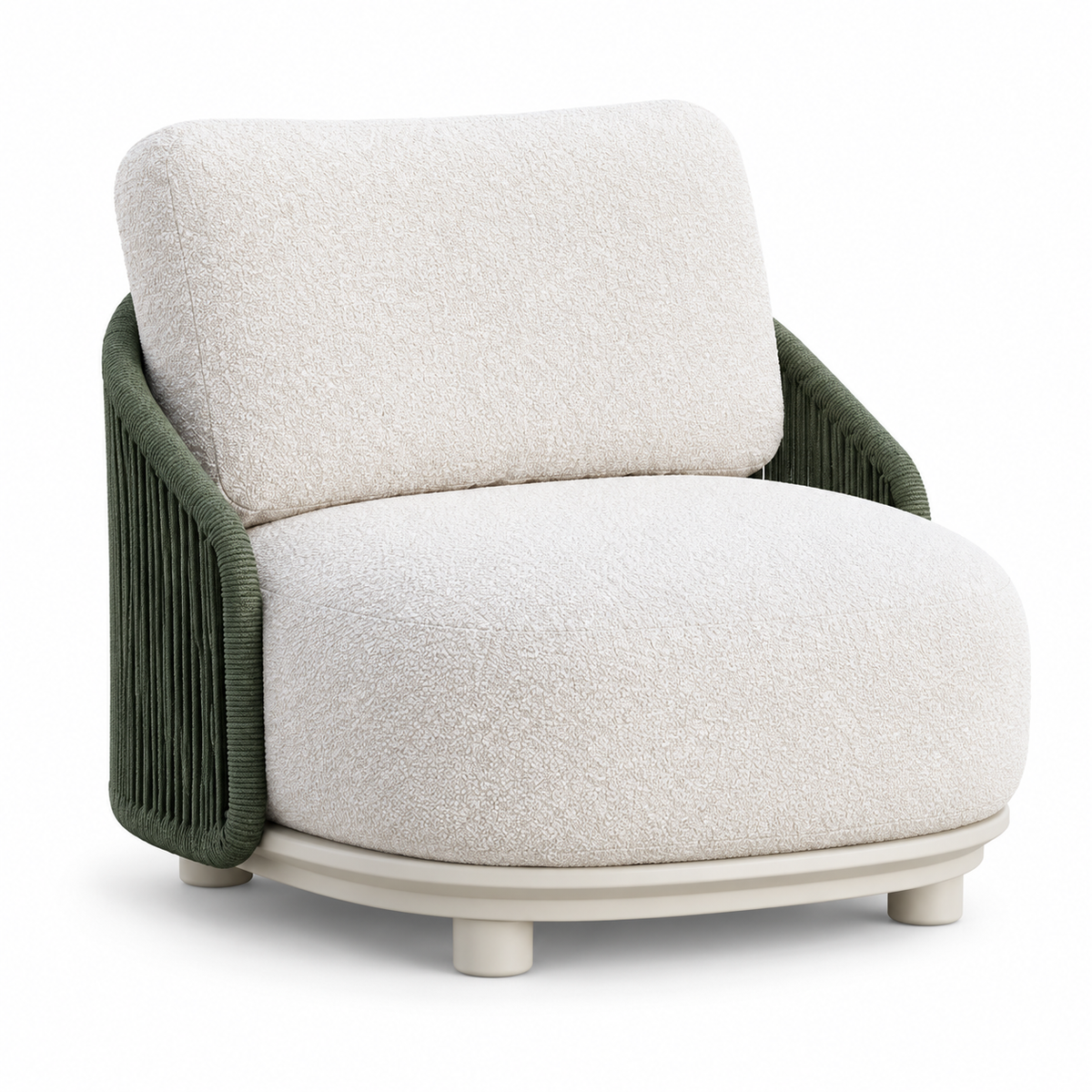 ORBIT Rope Outdoor Lounge Chair with Sherpa Cushion – Green & Cream