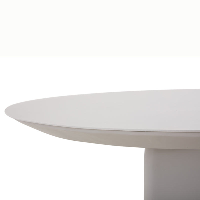Close-up of the VENTO round outdoor bar table top and pedestal base